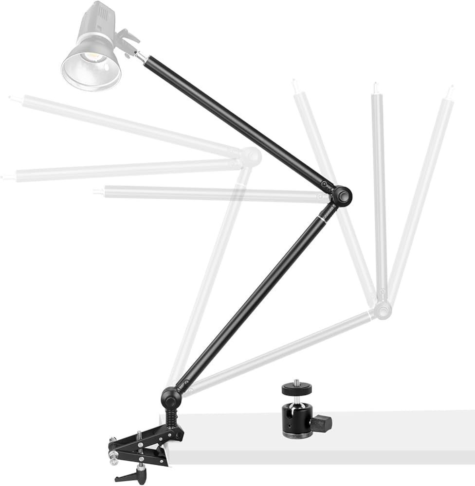 Amazon | Hemmotop ブームアーム 照明 卓上 ライトスタンド 2段調節